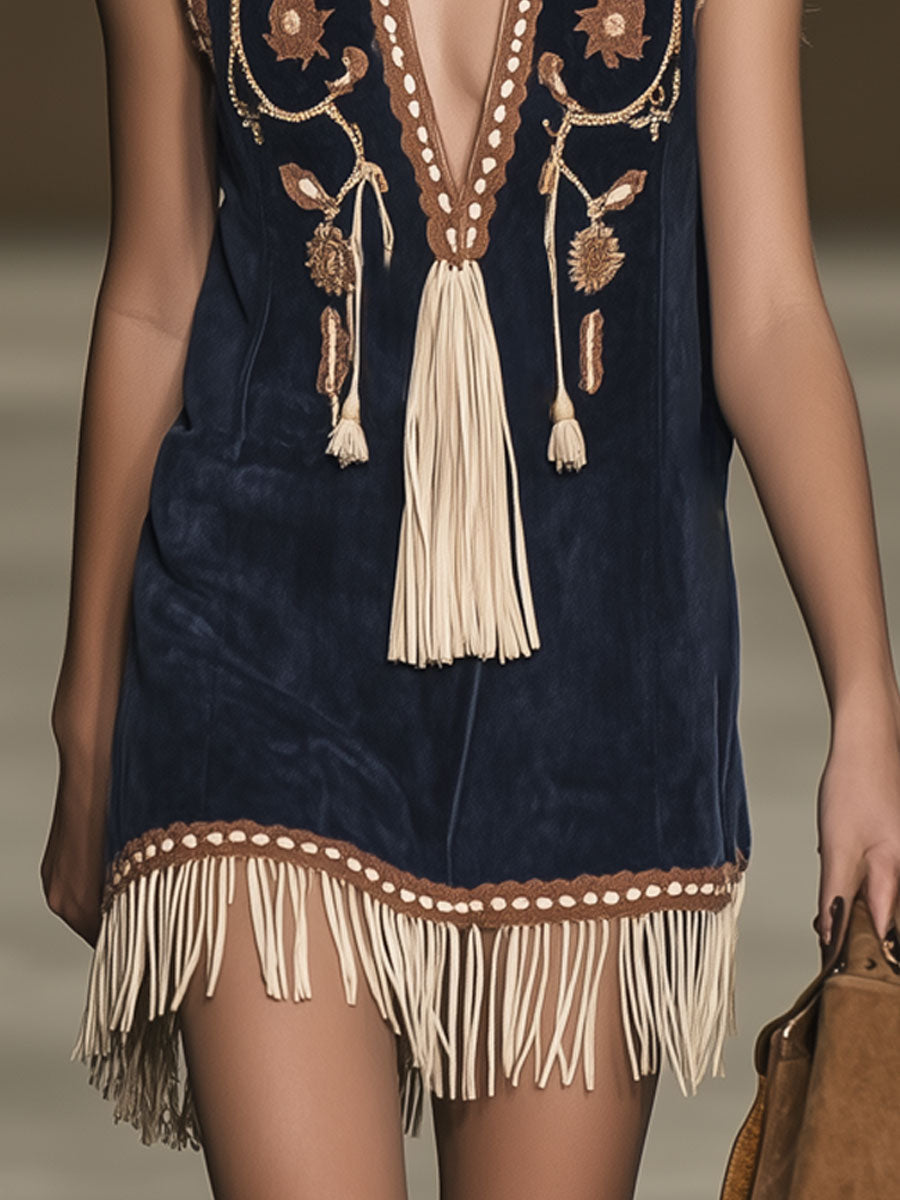 Breezy embroidered women's mini dress, versatile for summer, beach, festivals, or vacation. Sleeveless & playful style.