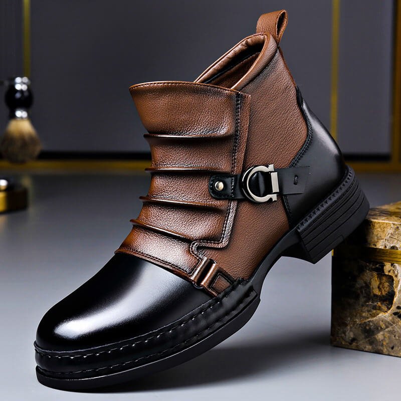 Vintage style men's handcrafted leather boots. Durable, all-season design for casual or dress everyday wear.