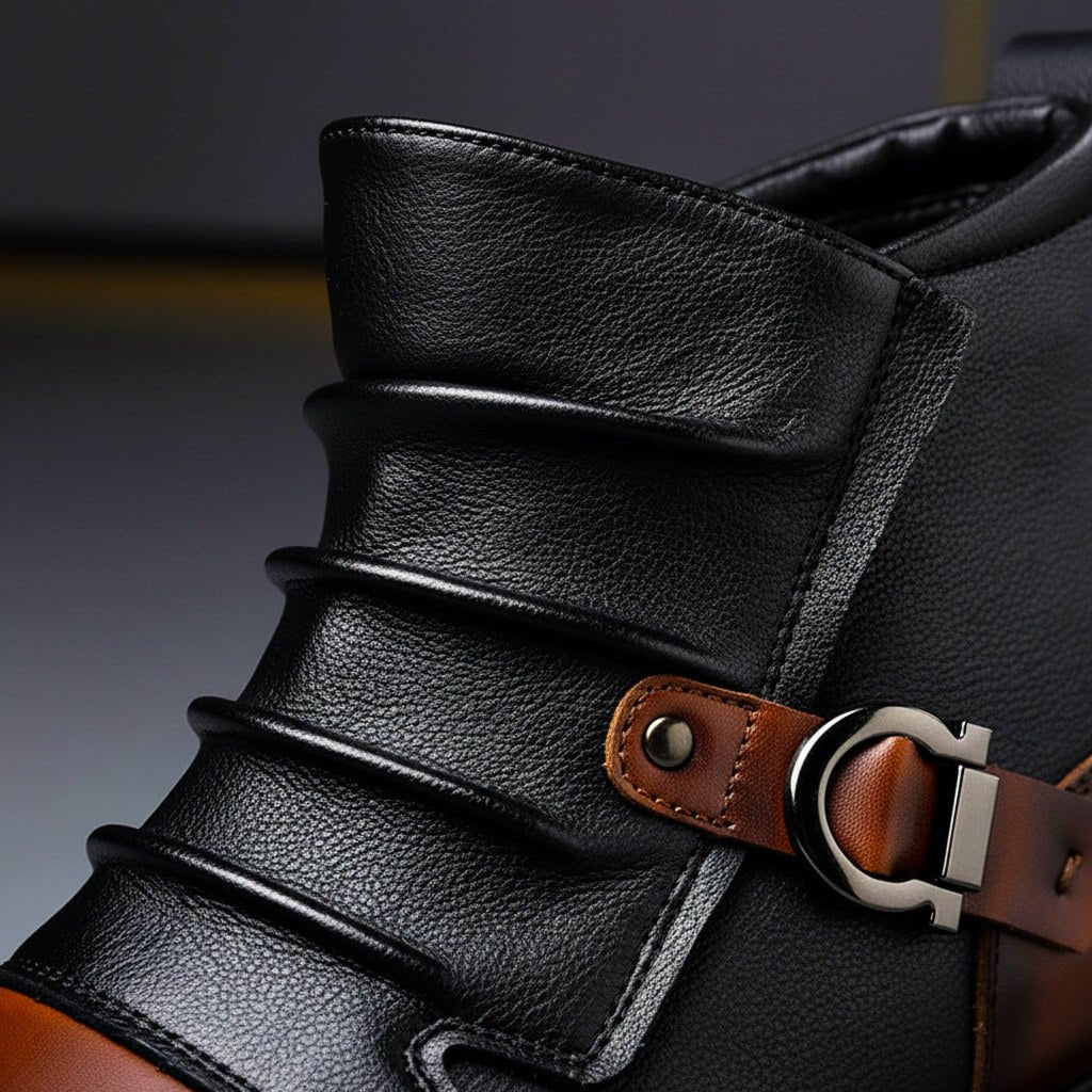 Durable men's leather walking boots, handcrafted for all-season comfort. Slip-resistant soles & classic style.