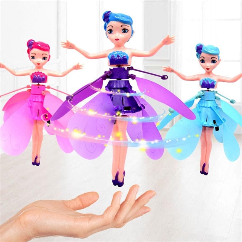 Magical flying fairy doll, sensor-controlled kids toy for interactive indoor play.