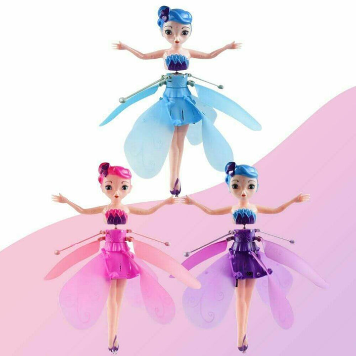 Kids' interactive flying fairy doll with hand sensor control, a fun magic toy gift.