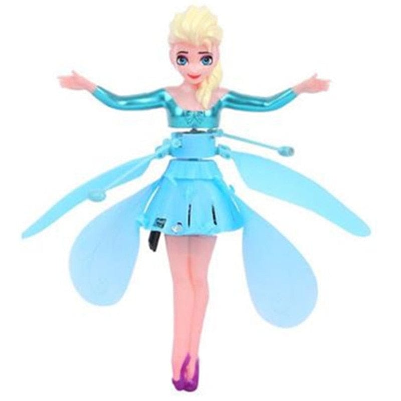 Colorful flying fairy doll, a rechargeable magic toy providing hours of kids' fun.