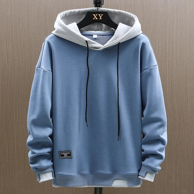 Men's classic grey comfort hoodie, perfect for everyday casual wear & loungewear.