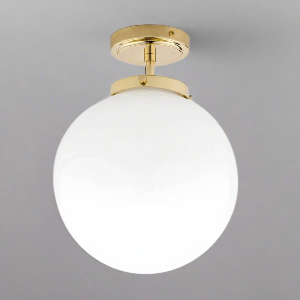 Moisture-resistant LED ceiling light installed in a modern bathroom, providing bright, warm, energy-efficient illumination.