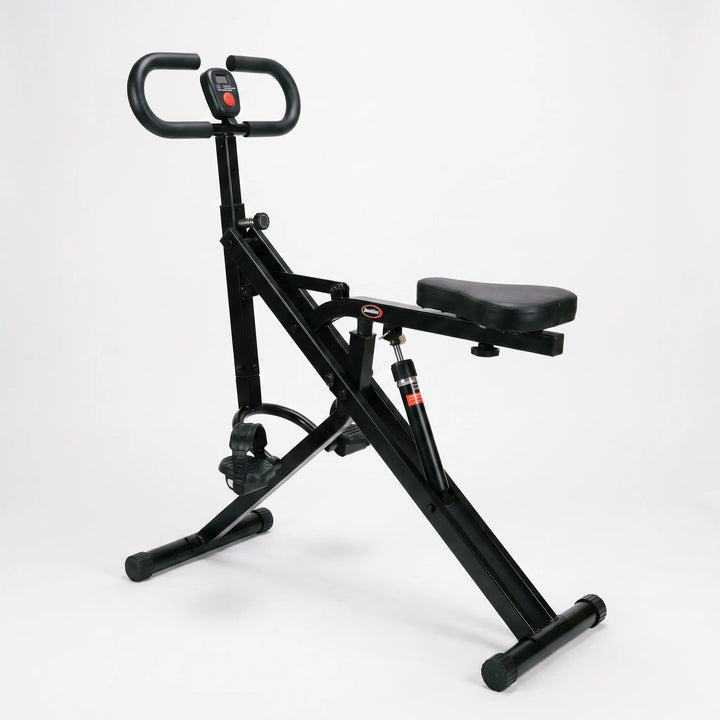 Space-saving compact folding exercise bike for home fitness. Full-body cardio workout, strength training, digital monitor.