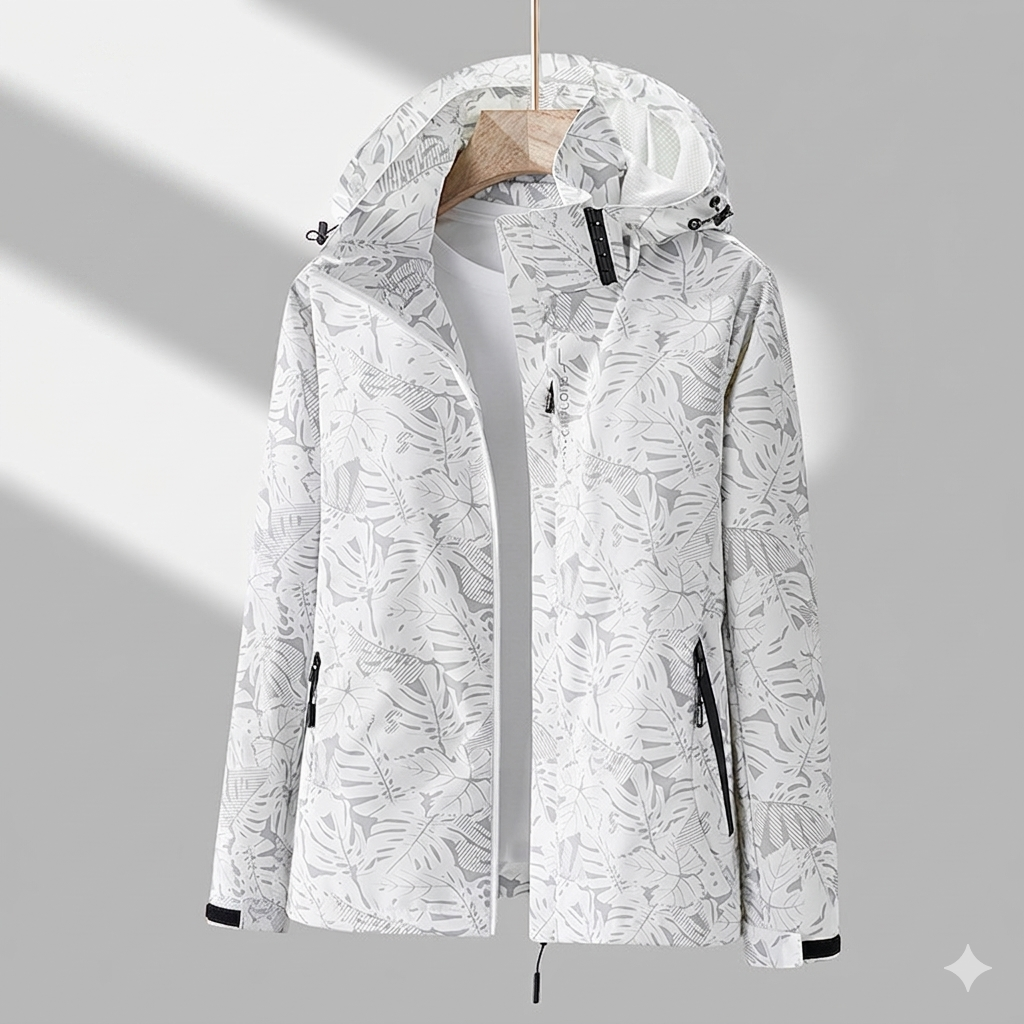 Durable women's waterproof jacket, windproof for superior weather protection & outdoor activities.