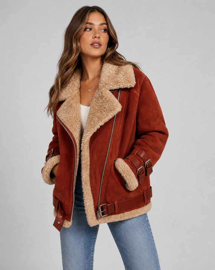 Cozy women's modern winter coat featuring a chic belt and functional pockets, keeping you warm in style.