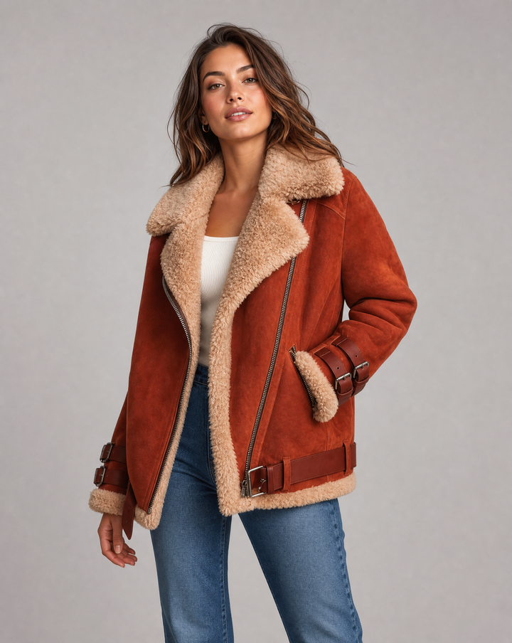 Stylish women's belted winter jacket, a versatile fashion piece with pockets for warmth and elegance.