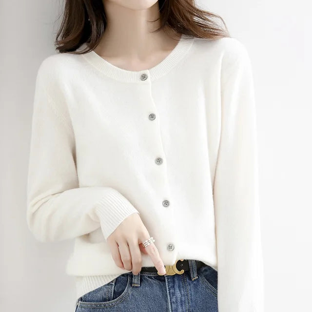 Women's cozy button-front cardigan, a soft, long-sleeve sweater for comfortable & classic everyday layering.