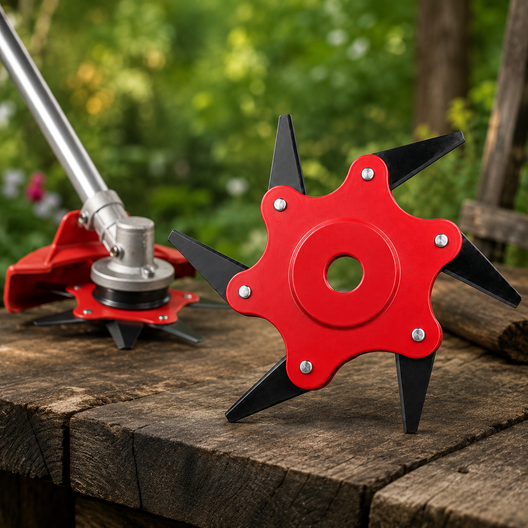 Universal steel trimmer head for heavy-duty lawn care. Durable weed cutter & brush cutter tool for yard maintenance.