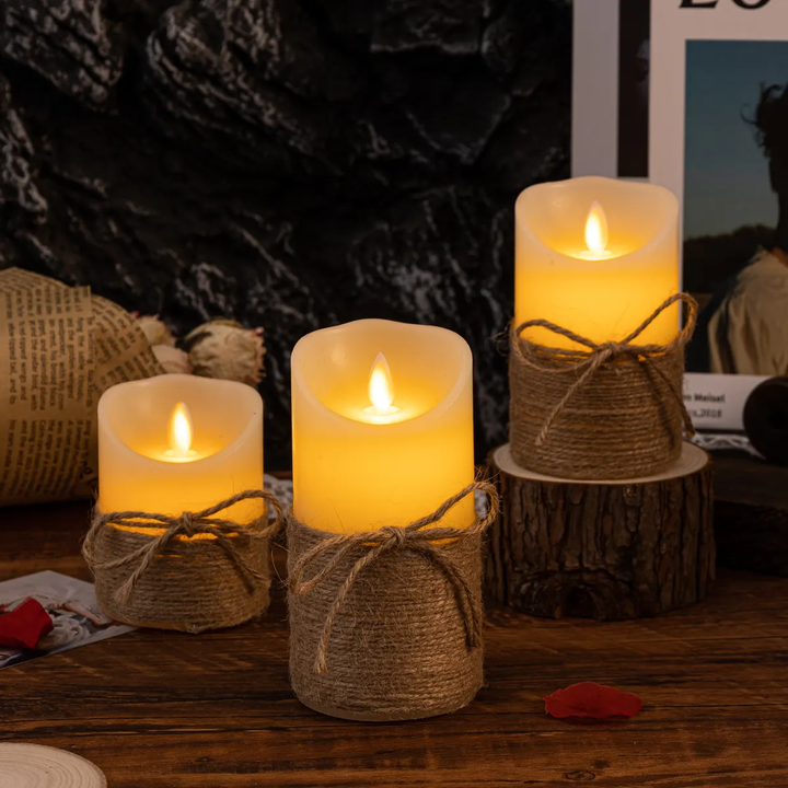 Safe LED pillar candles for home decor; includes remote and timer function for convenience.