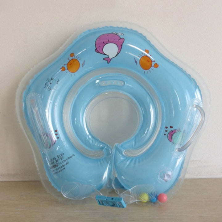 Safe infant swim neck float, inflatable and durable for secure bath and water play for newborns & babies.