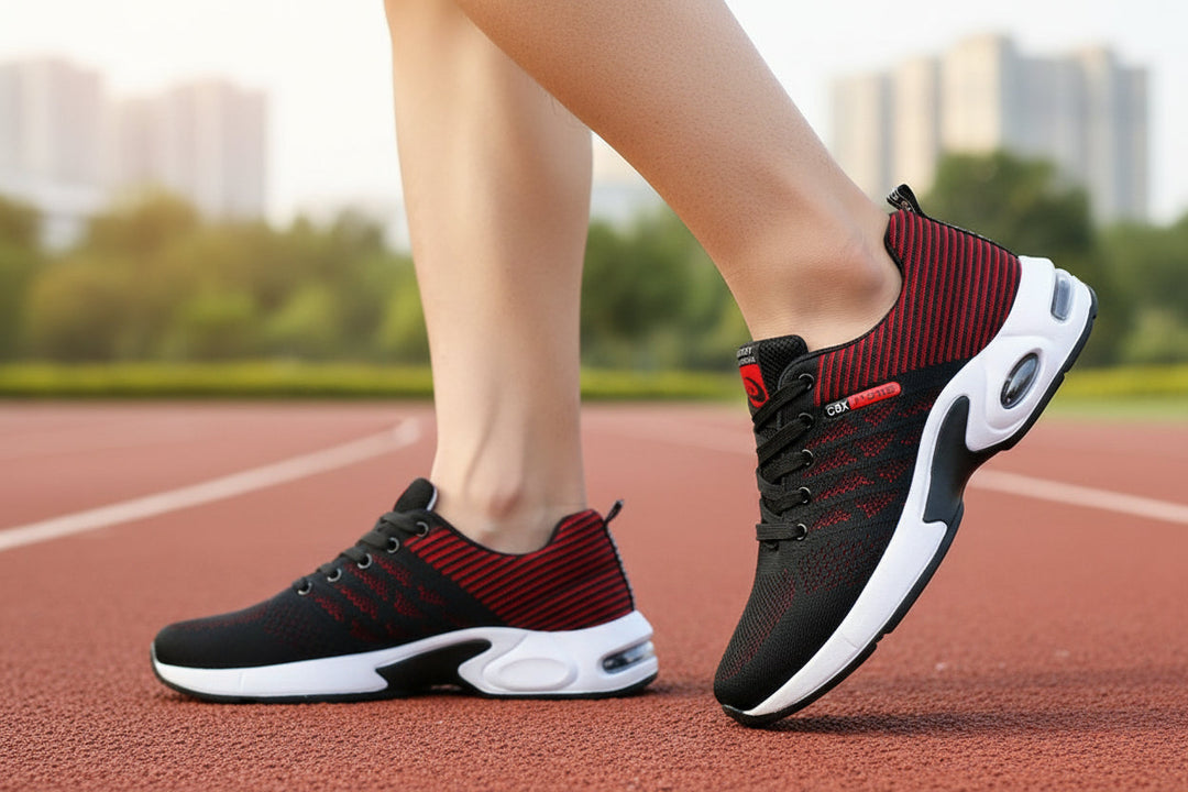 Lightweight men's athletic sneakers with orthopaedic support for running and active comfort.
