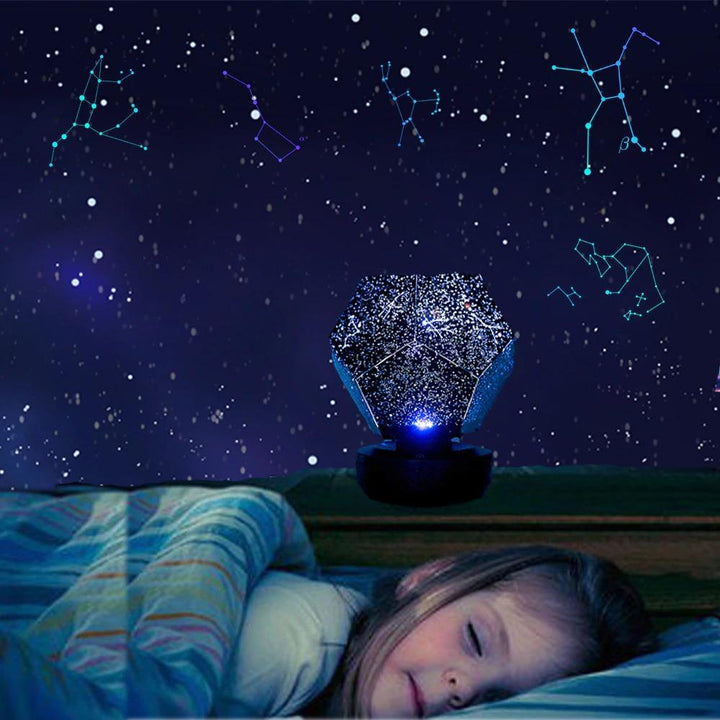 Vibrant galaxy projector casts starry night light displays, creating magical ambiance for kids' bedrooms or adult retreats.