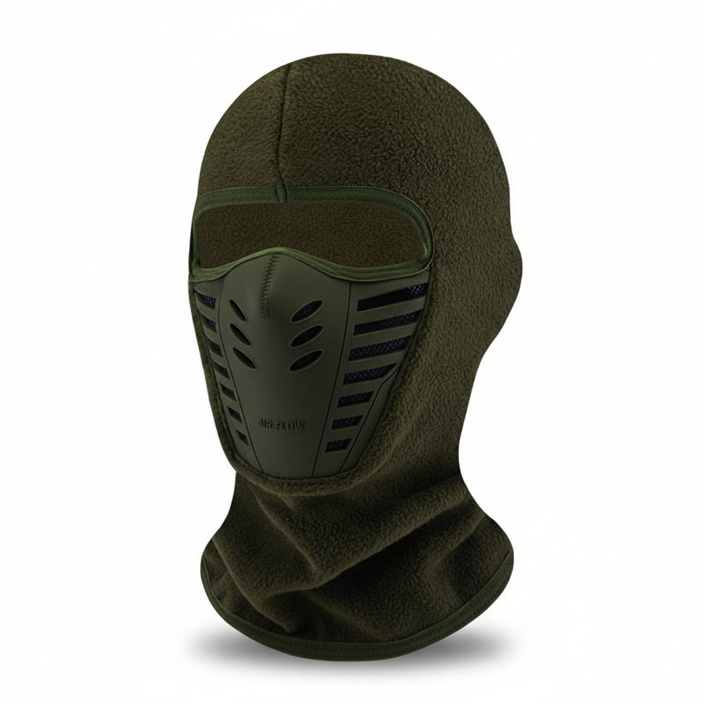 Black fleece balaclava. Thermal windproof face mask for men & women's outdoor winter sports & hiking.
