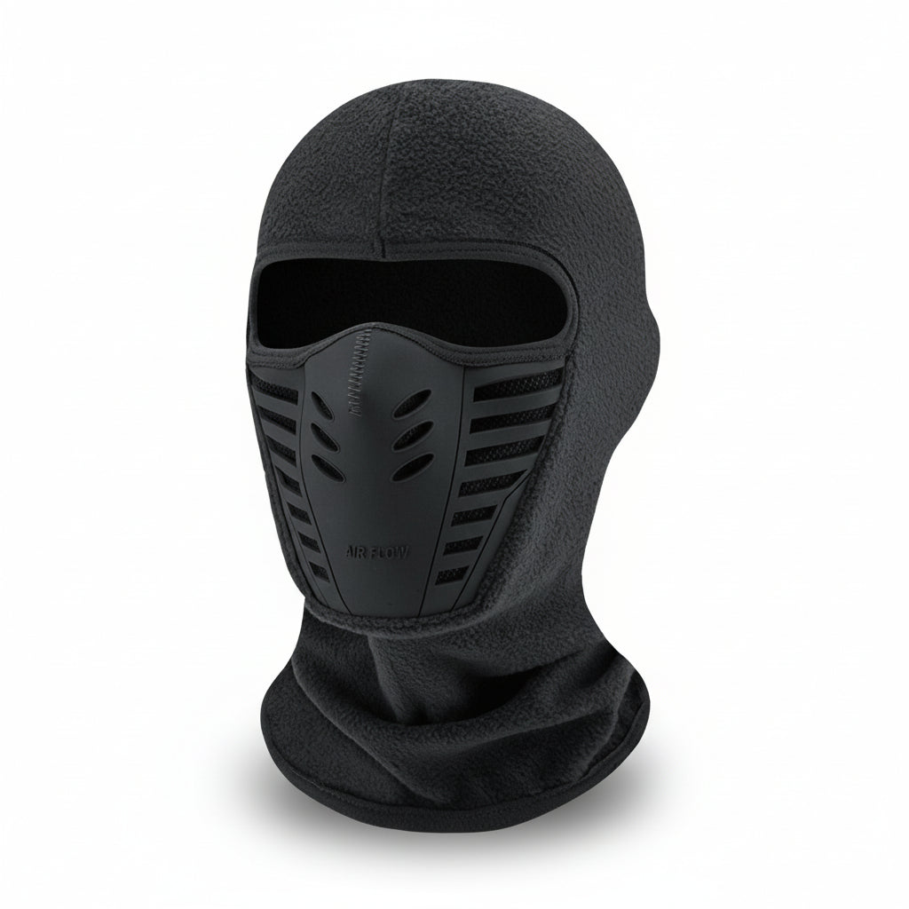 Full coverage winter face mask. Unisex thermal balaclava protects from wind & cold during skiing or cycling.