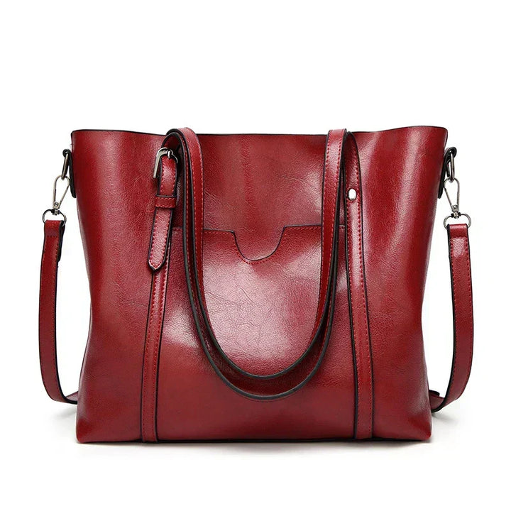 Brown genuine leather luxury women's shoulder bag, an elegant and versatile daily purse.