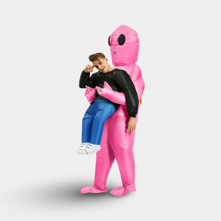 Full-body inflatable alien costume ensuring a funny and noticeable presence at any Halloween or carnival celebration.