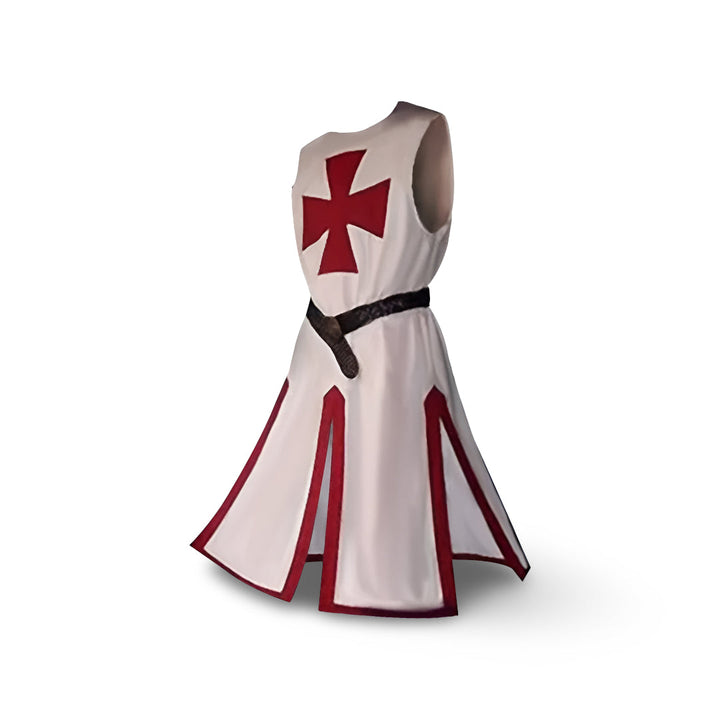 Men's medieval knight Halloween costume with tunic & cloak, a standout party outfit for men.