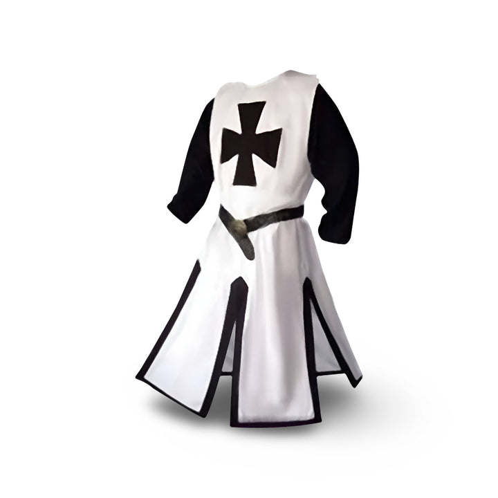 Men's medieval knight Halloween costume, complete with a flowing cloak and detailed tunic.