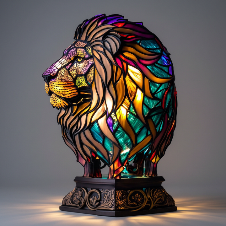 Stylish mosaic animal head table lamp, a handcrafted decorative light and animal sculpture.