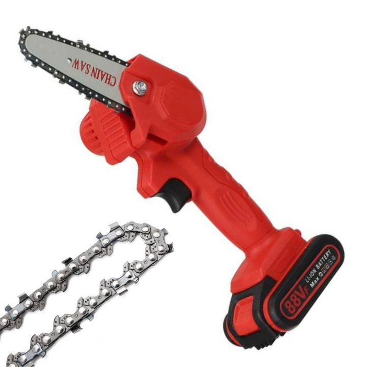 Compact electric power tool: handheld chainsaw for garden, tree, & yard work pruning.