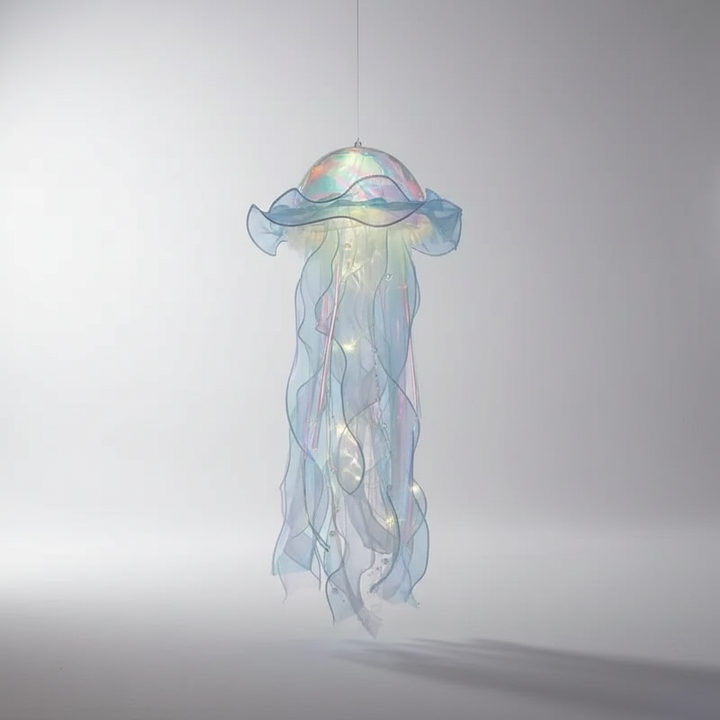 Dreamjelly hanging jellyfish lamp, a decorative plastic light for kids' rooms, creating a magical ambiance.