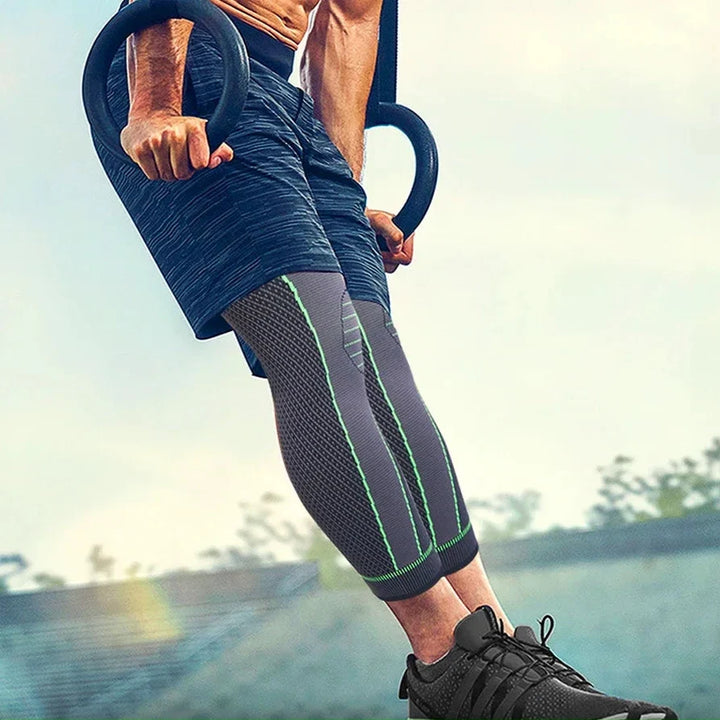 Compression sleeve for knee pain relief, offering stability & support for workouts, recovery & joint protection.