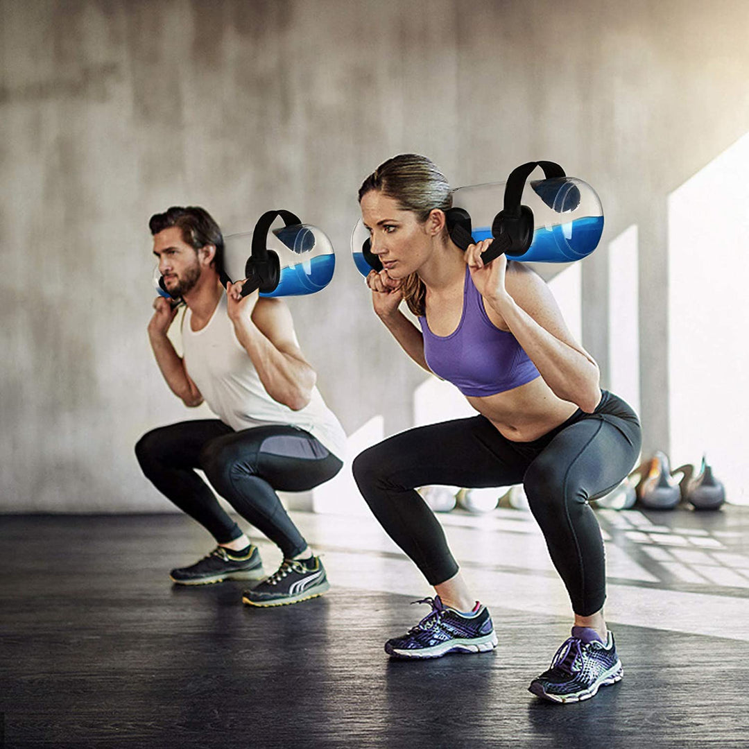 Portable water bag for full-body strength training. Improves stability and core fitness at home or gym.