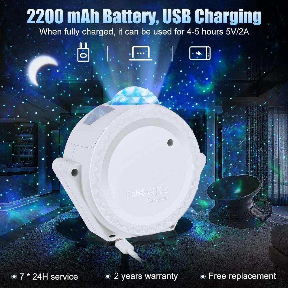 Home decor galaxy projector & night light. Projects a dreamy starry sky, offering a calming ambiance for relaxation.