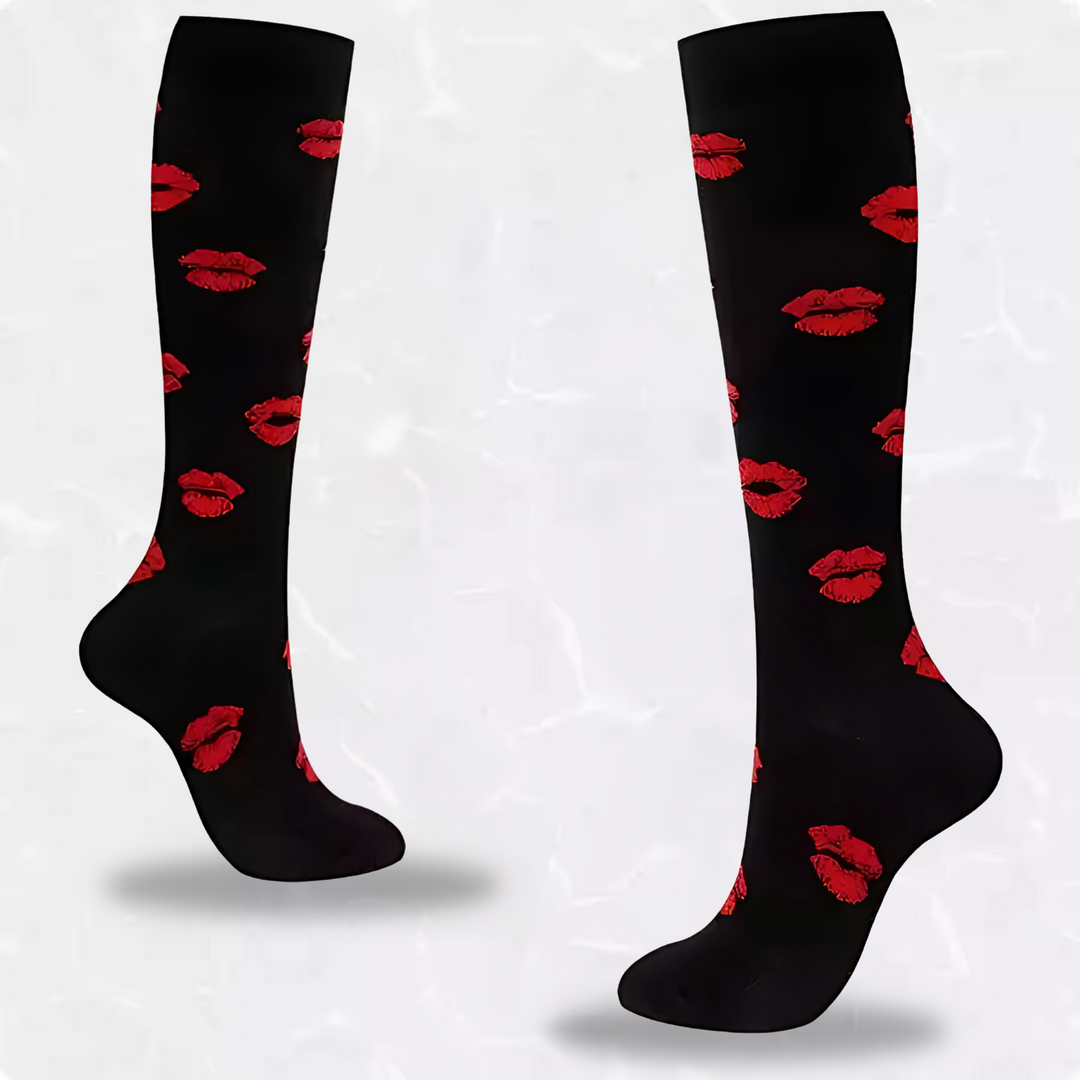 Compression socks for active men & women; provides gentle, firm leg support.