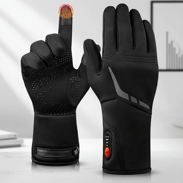Battery-powered heated ski gloves for men & women. Waterproof, windproof, touchscreen compatible.