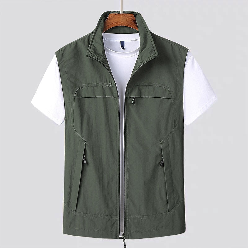 Practical men's all-season gilet. Water-repellent zip vest, great for casual wear & essential layering.