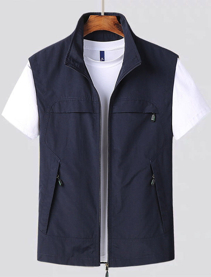Men's water-repellent zip utility vest. Lightweight outdoor gilet, perfect for activewear & everyday layering.
