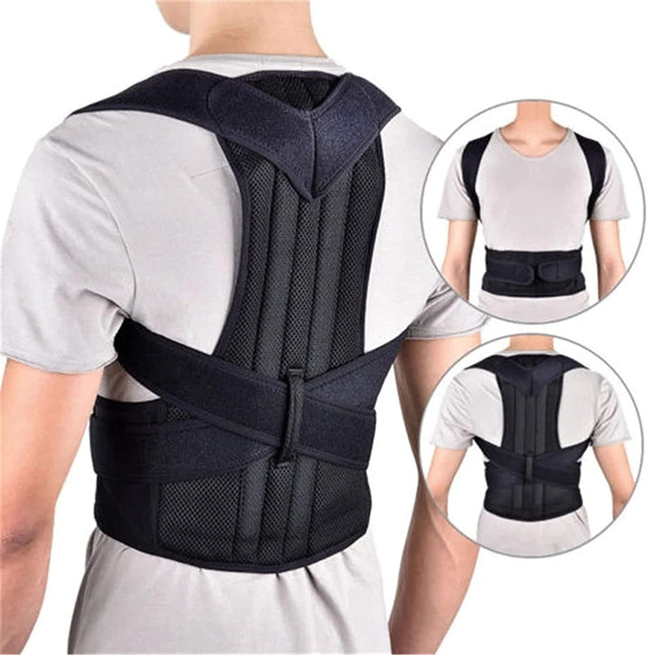 Posture support vest, adjustable aid for back & shoulder alignment, promoting ergonomic spinal health.