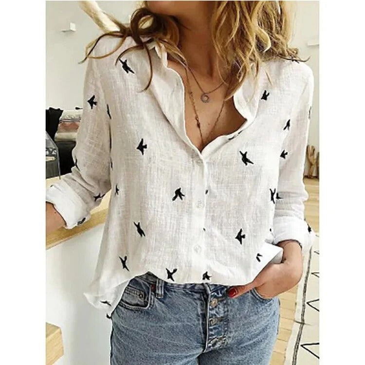 Versatile women's long sleeve blouse, perfect for summer casual or elegant looks.