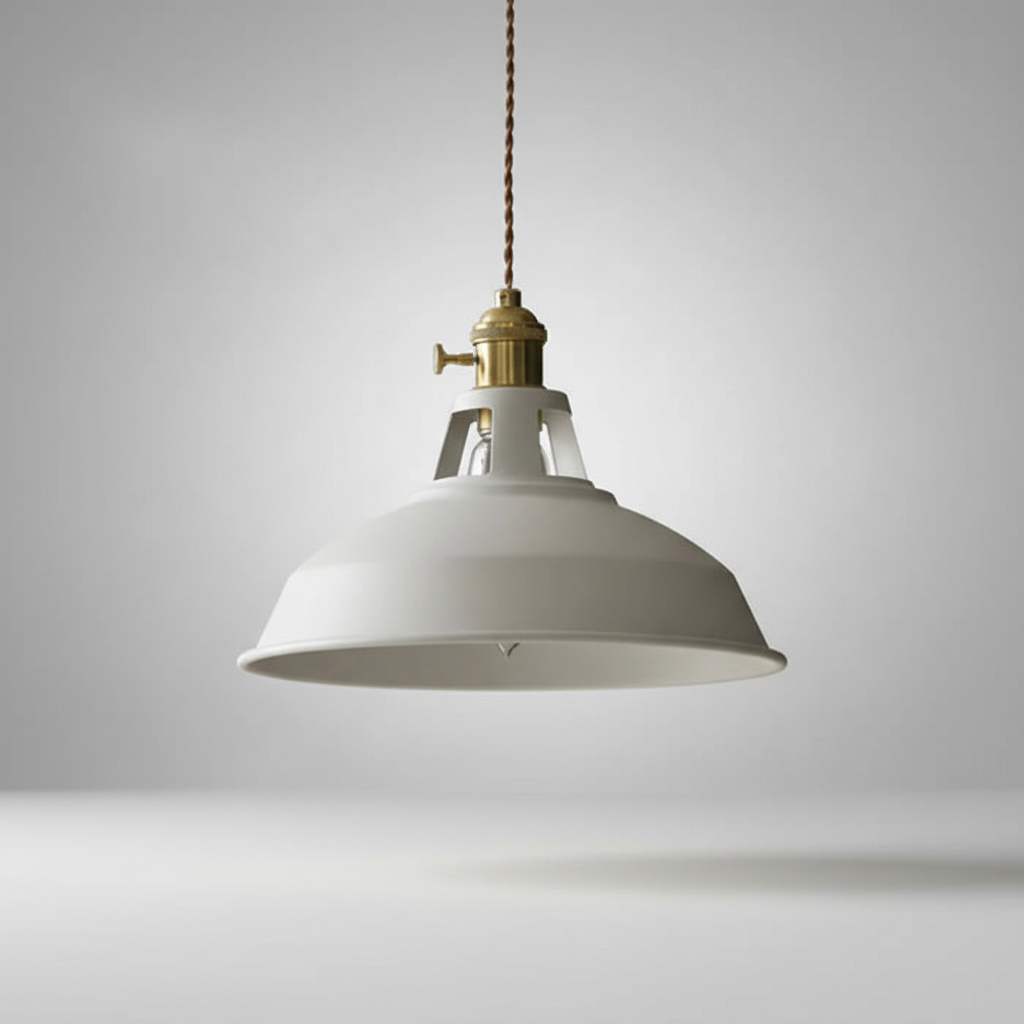 Black industrial metal pendant lamp, enhancing your dining room's modern industrial aesthetic.