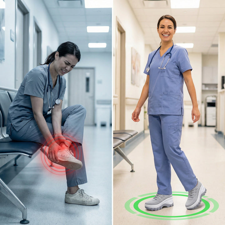 Platform comfort shoes for women nurses, 3-inch height, ensuring all-day support for busy shifts.