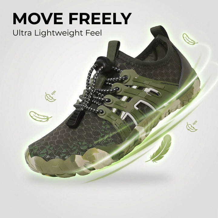 Durable non-slip barefoot hiking shoes for men & women, ensuring natural comfort on trails.