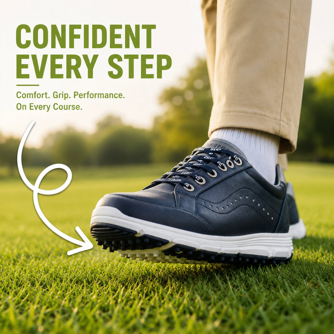 Shock-absorbing men's golf shoes, engineered for ultimate comfort and support on the green.
