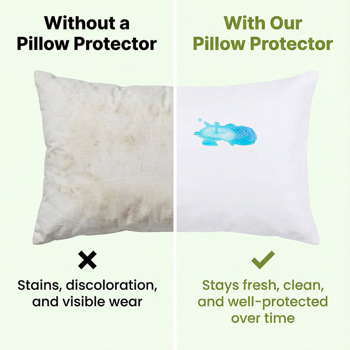 Soft, silent waterproof pillow protector ensuring comfortable, fresh, and hygienic sleep for all bedding types.