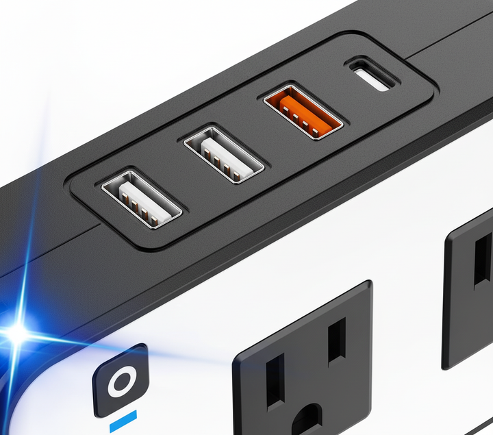Portable 200W universal car power inverter. Essential vehicle accessory for charging electronics on the go via USB.