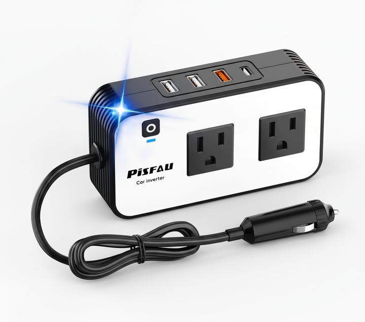 Road trip essential: Universal 200W car power inverter with dual USB for charging phones, tablets, and gadgets.
