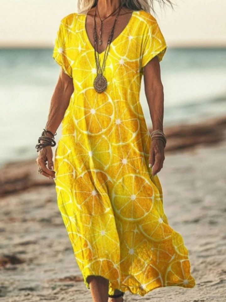 Versatile women's floral midi dress, ideal for summer parties, casual outings, or elegant evening wear.