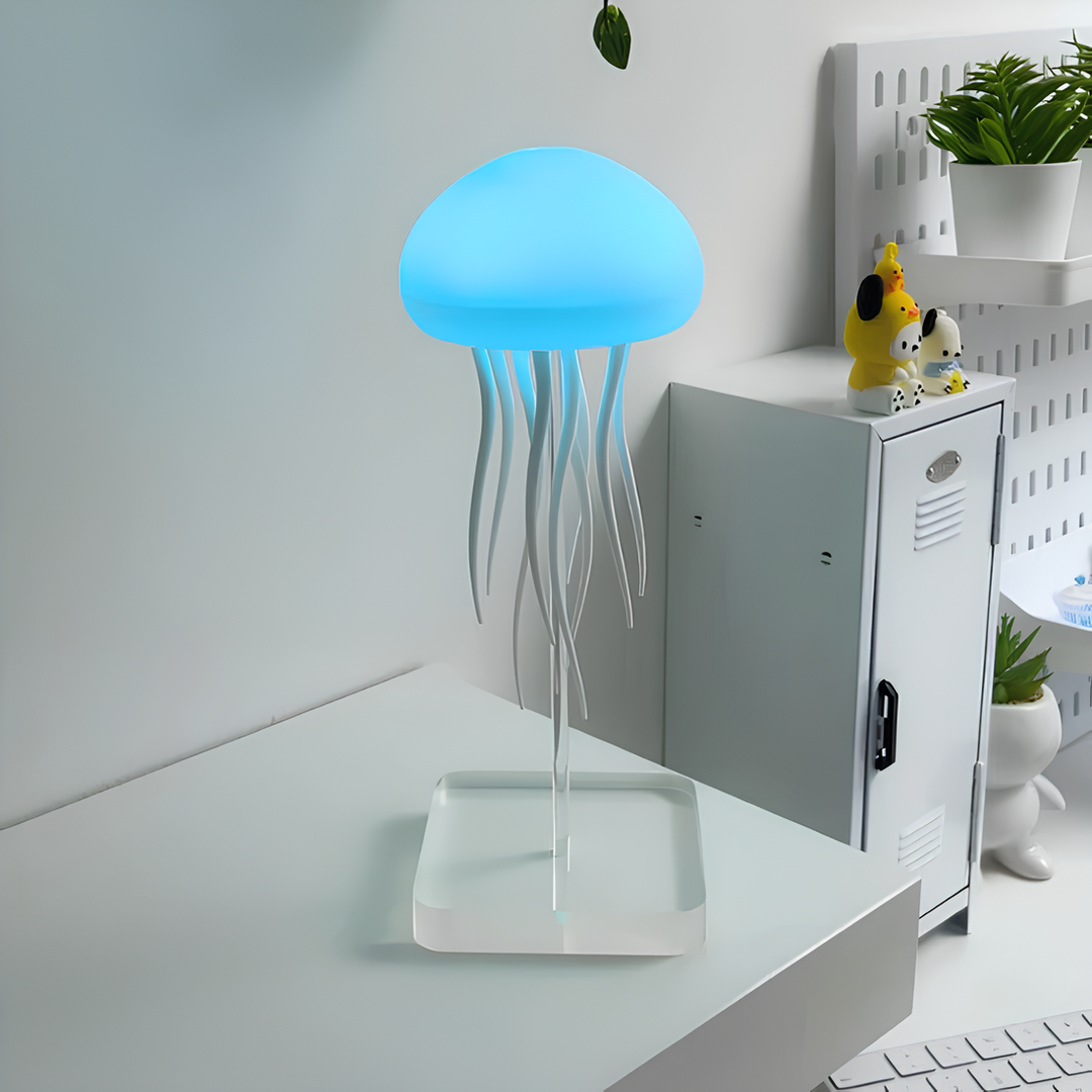 Mesmerizing floating jellyfish lamp with color-changing LED lights, a unique night light for any room.