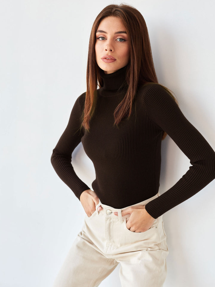 Classic style women's turtleneck, a versatile layering piece for autumn fashion.