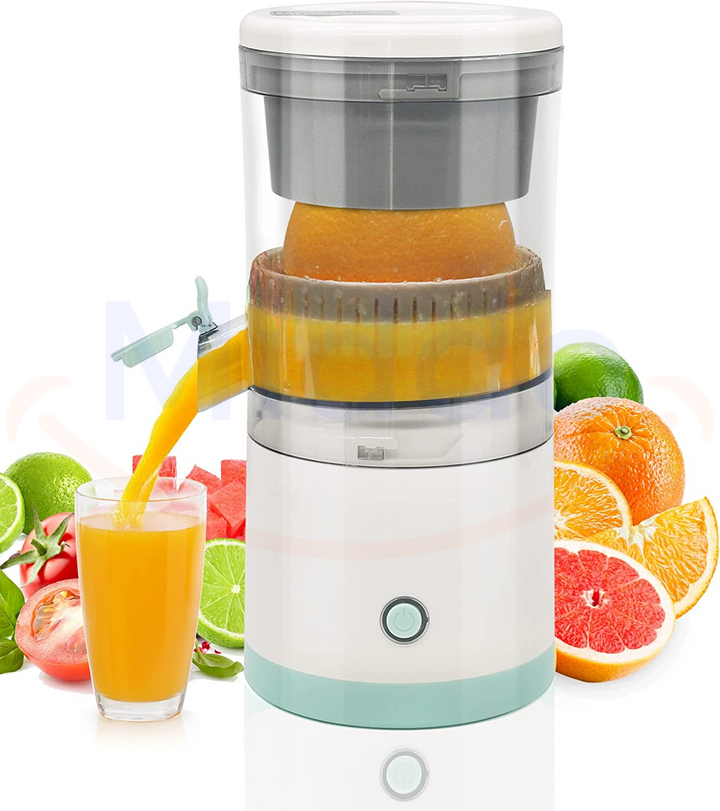 Electric Citrus Juicer in stainless steel, effortlessly making fresh orange & lemon juice for daily healthy living.
