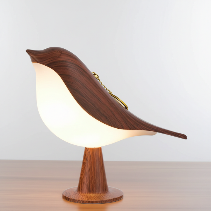 Stylish FeatherLuxe wireless LED table lamp, a decorative accent for bedroom or living room decor.