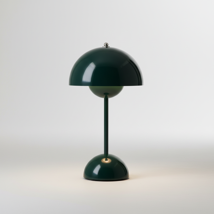 Minimalist RadiantOrb LED lamp, a wireless table light with dimmable features, enhancing home decor.
