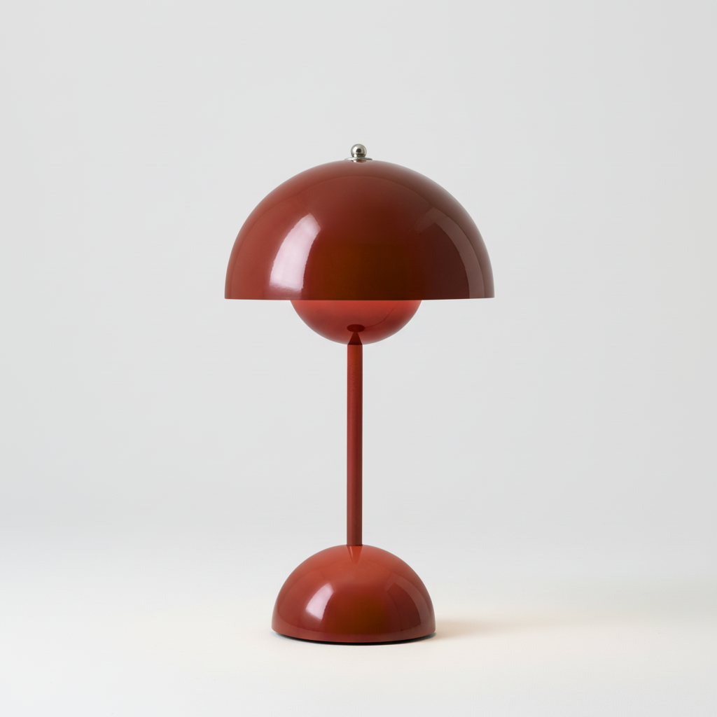Close-up of the RadiantOrb LED table lamp's soft, glowing orb, providing warm, dimmable ambient light.